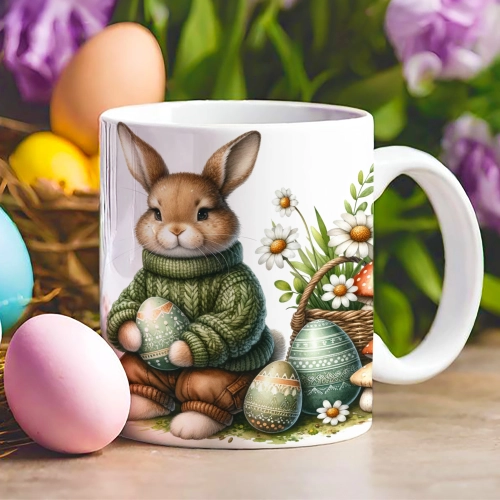 WIELKANOCNY KUBEK 330ml NA PREZENT ZAJĄC ZAJĄCZEK KRÓLIK PISANKA ŚWIĄTECZNY