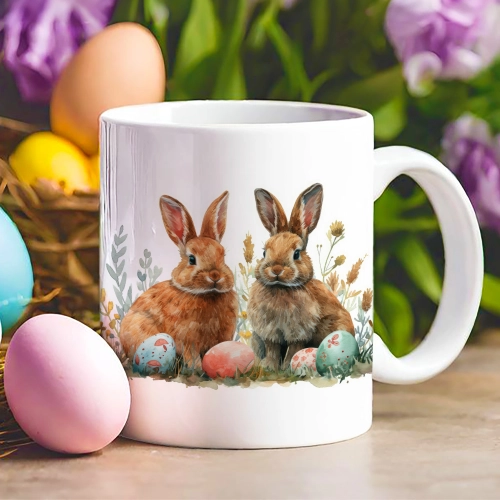 WIELKANOCNY KUBEK 330ml NA PREZENT ZAJĄC ZAJĄCZEK KRÓLIK PISANKA ŚWIĄTECZNY