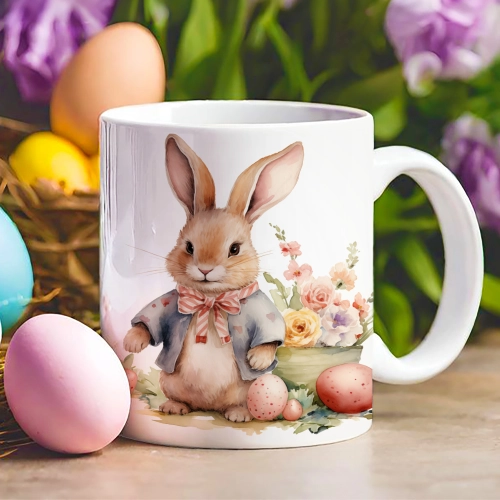 WIELKANOCNY KUBEK 330ml NA PREZENT ZAJĄC ZAJĄCZEK KRÓLIK PISANKA ŚWIĄTECZNY