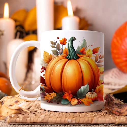 JESIENNY KUBEK 330ml NA HERBATĘ KAWĘ NA PREZENT JESIEŃ DYNIA