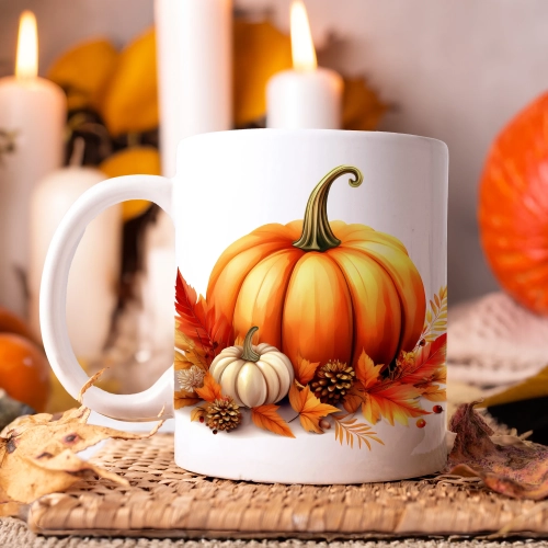 JESIENNY KUBEK 330ml NA HERBATĘ KAWĘ NA PREZENT JESIEŃ DYNIA SZYSZKI