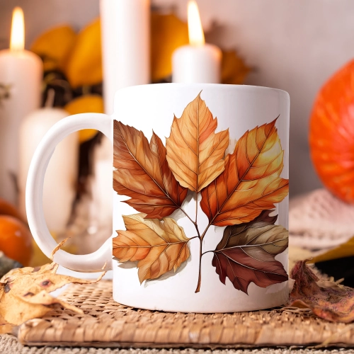 JESIENNY KUBEK 330ml NA HERBATĘ KAWĘ NA PREZENT JESIEŃ LIŚCIE