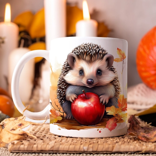 JESIENNY KUBEK 330ml NA HERBATĘ KAWĘ NA PREZENT JESIEŃ JEŻ