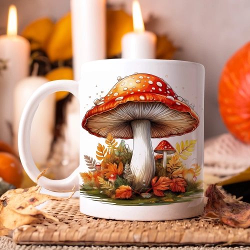 JESIENNY KUBEK 330ml NA HERBATĘ KAWĘ NA PREZENT JESIEŃ MUCHOMOR