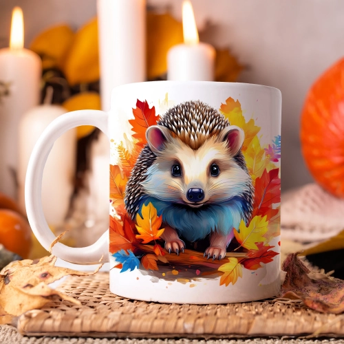 JESIENNY KUBEK 330ml NA HERBATĘ KAWĘ NA PREZENT JESIEŃ JEŻ