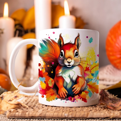 JESIENNY KUBEK 330ml NA HERBATĘ KAWĘ NA PREZENT JESIEŃ WIEWIÓRKA