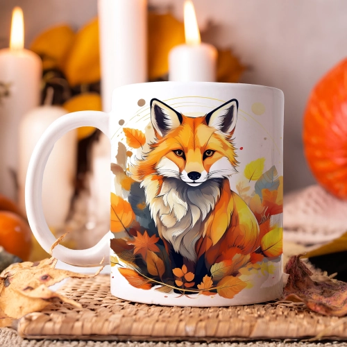 JESIENNY KUBEK 330ml NA HERBATĘ KAWĘ NA PREZENT JESIEŃ LIS