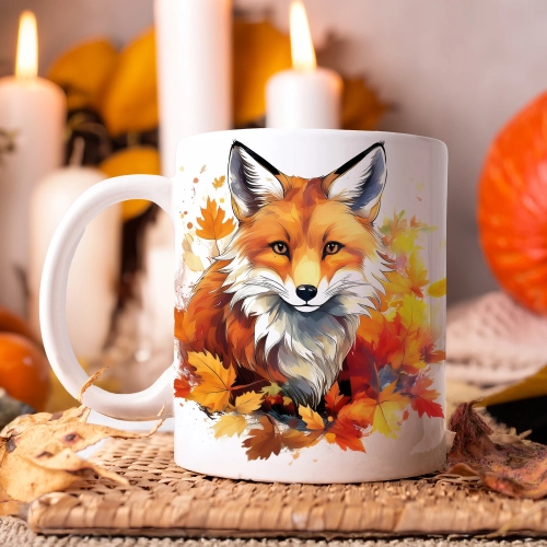 JESIENNY KUBEK 330ml NA HERBATĘ KAWĘ NA PREZENT JESIEŃ LIS