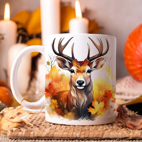 JESIENNY KUBEK 330ml NA HERBATĘ KAWĘ NA PREZENT JESIEŃ JELEŃ SARNA