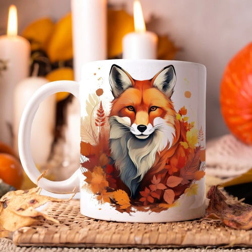 JESIENNY KUBEK 330ml NA HERBATĘ KAWĘ NA PREZENT JESIEŃ LIS