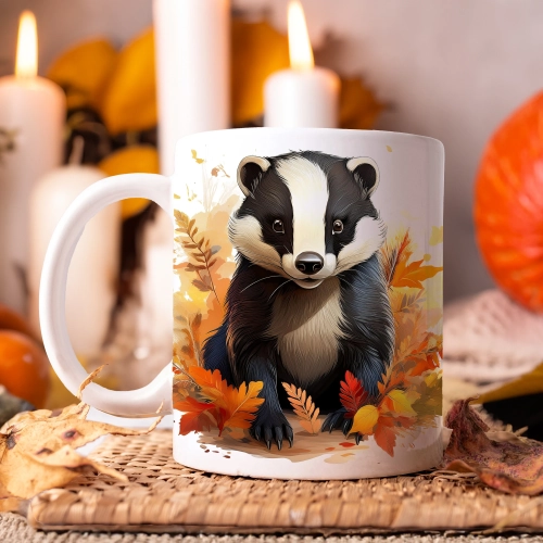 JESIENNY KUBEK 330ml NA HERBATĘ KAWĘ NA PREZENT JESIEŃ BORSUK