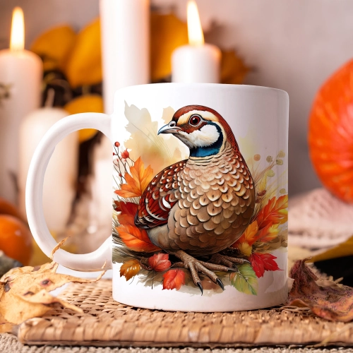 JESIENNY KUBEK 330ml NA HERBATĘ KAWĘ NA PREZENT JESIEŃ BAŻANT PTAK