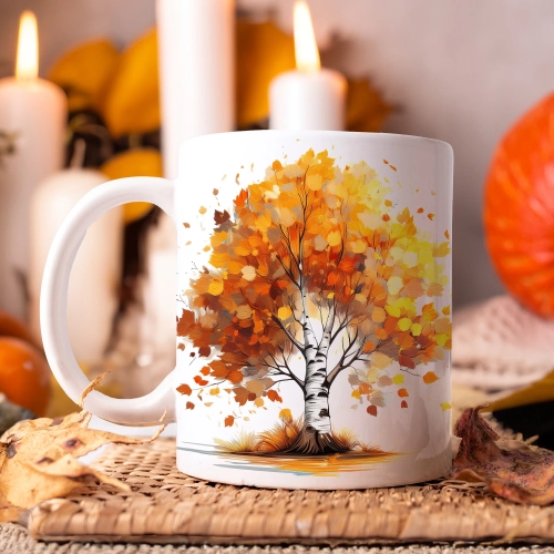 JESIENNY KUBEK 330ml NA HERBATĘ KAWĘ NA PREZENT JESIEŃ DRZEWO LAS