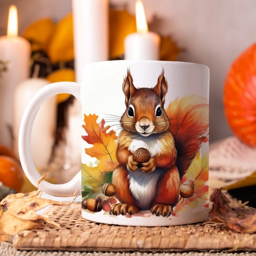 JESIENNY KUBEK 330ml NA HERBATĘ KAWĘ NA PREZENT JESIEŃ WIEWIÓRKA