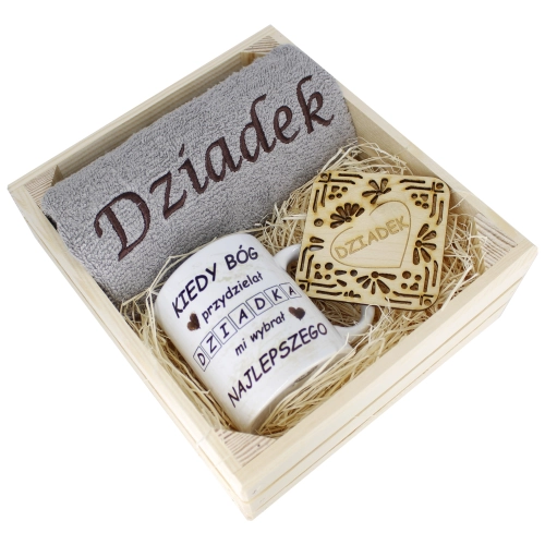 SUPER PREZENT DLA DZIADKA RĘCZNIK + KUBEK SKRZYNKA