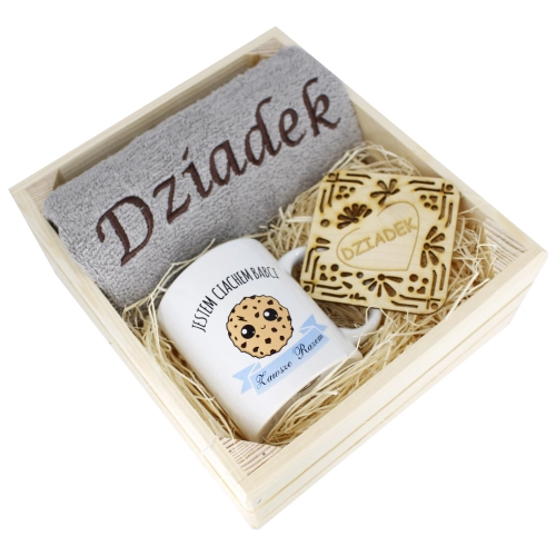 SUPER PREZENT DLA DZIADKA RĘCZNIK + KUBEK SKRZYNKA