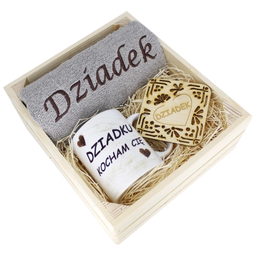 SUPER PREZENT DLA DZIADKA RĘCZNIK + KUBEK SKRZYNKA