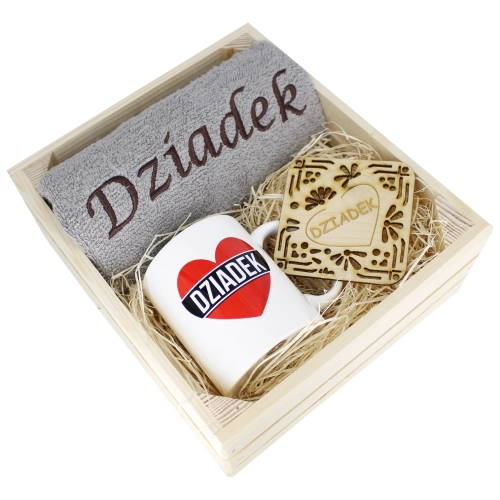 SUPER PREZENT DLA DZIADKA RĘCZNIK + KUBEK SKRZYNKA