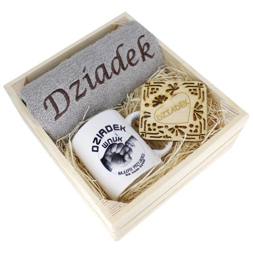 SUPER PREZENT DLA DZIADKA RĘCZNIK + KUBEK SKRZYNKA
