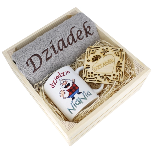 SUPER PREZENT DLA DZIADKA RĘCZNIK + KUBEK SKRZYNKA