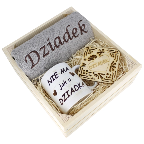 SUPER PREZENT DLA DZIADKA RĘCZNIK + KUBEK SKRZYNKA