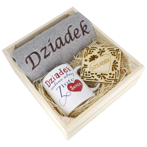 SUPER PREZENT DLA DZIADKA RĘCZNIK + KUBEK SKRZYNKA