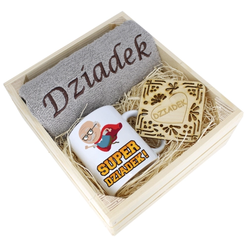 SUPER PREZENT DLA DZIADKA RĘCZNIK + KUBEK SKRZYNKA