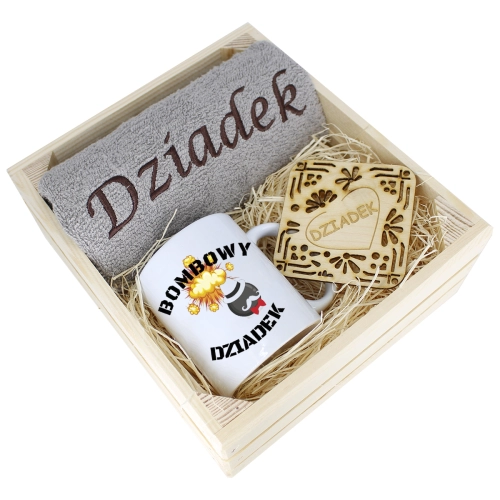 SUPER PREZENT DLA DZIADKA RĘCZNIK + KUBEK SKRZYNKA