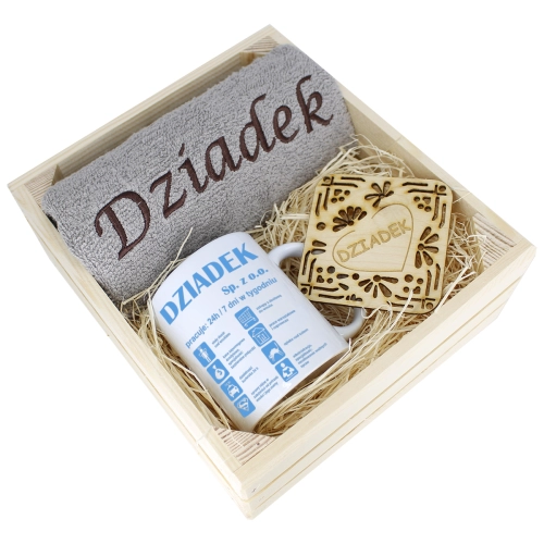 SUPER PREZENT DLA DZIADKA RĘCZNIK + KUBEK SKRZYNKA