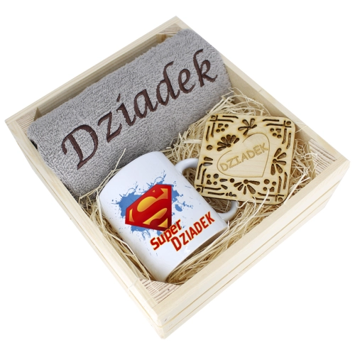 SUPER PREZENT DLA DZIADKA RĘCZNIK + KUBEK SKRZYNKA
