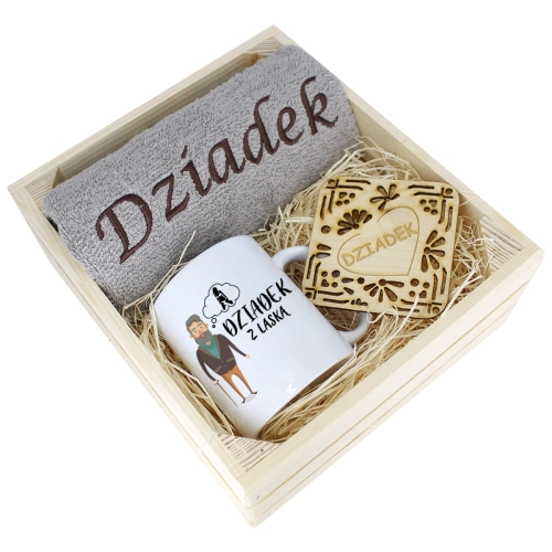 SUPER PREZENT DLA DZIADKA RĘCZNIK + KUBEK SKRZYNKA