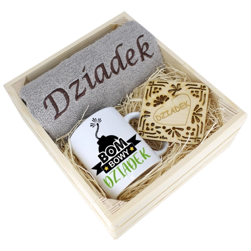 SUPER PREZENT DLA DZIADKA RĘCZNIK + KUBEK SKRZYNKA