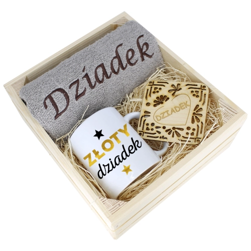 SUPER PREZENT DLA DZIADKA RĘCZNIK + KUBEK SKRZYNKA