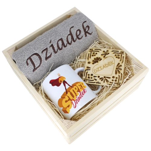 SUPER PREZENT DLA DZIADKA RĘCZNIK + KUBEK SKRZYNKA