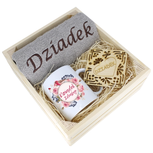 SUPER PREZENT DLA DZIADKA RĘCZNIK + KUBEK SKRZYNKA
