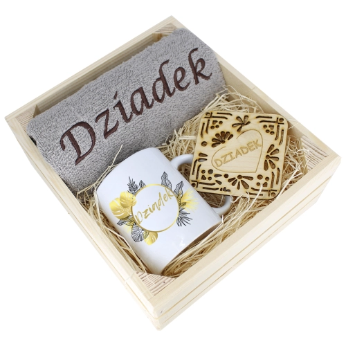 SUPER PREZENT DLA DZIADKA RĘCZNIK + KUBEK SKRZYNKA