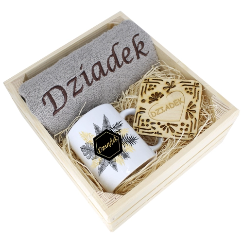 SUPER PREZENT DLA DZIADKA RĘCZNIK + KUBEK SKRZYNKA