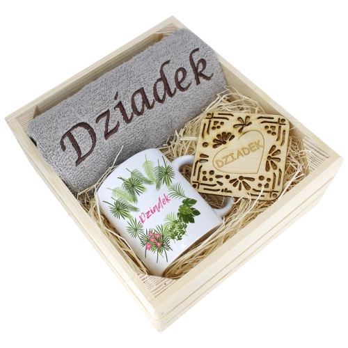 SUPER PREZENT DLA DZIADKA RĘCZNIK + KUBEK SKRZYNKA