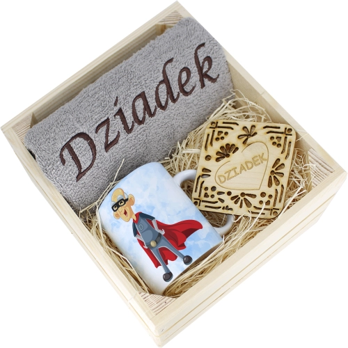 SUPER PREZENT DLA DZIADKA RĘCZNIK + KUBEK SKRZYNKA