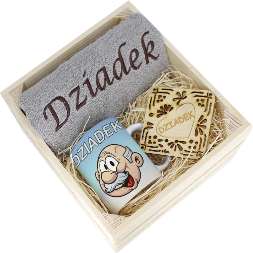 SUPER PREZENT DLA DZIADKA RĘCZNIK + KUBEK SKRZYNKA
