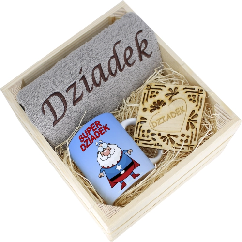 SUPER PREZENT DLA DZIADKA RĘCZNIK + KUBEK SKRZYNKA