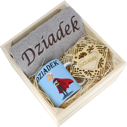 SUPER PREZENT DLA DZIADKA RĘCZNIK + KUBEK SKRZYNKA