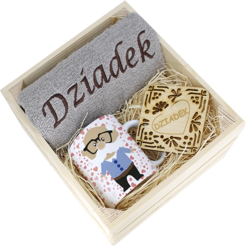 SUPER PREZENT DLA DZIADKA RĘCZNIK + KUBEK SKRZYNKA