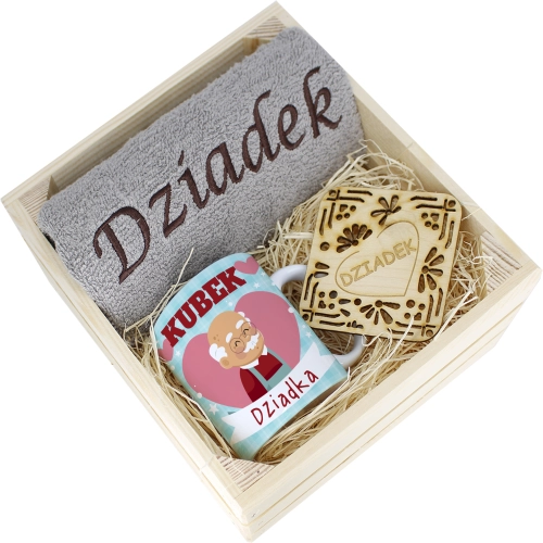 SUPER PREZENT DLA DZIADKA RĘCZNIK + KUBEK SKRZYNKA