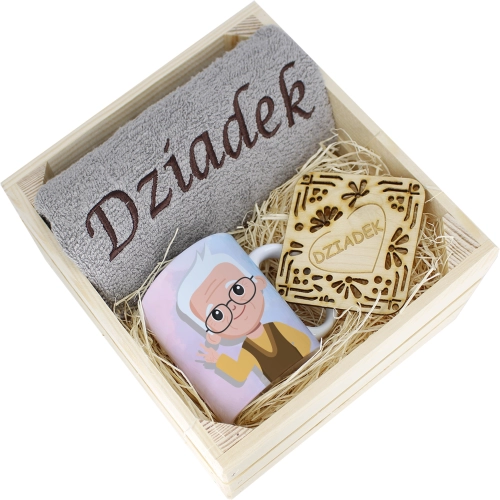 SUPER PREZENT DLA DZIADKA RĘCZNIK + KUBEK SKRZYNKA