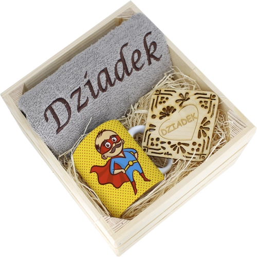 SUPER PREZENT DLA DZIADKA RĘCZNIK + KUBEK SKRZYNKA