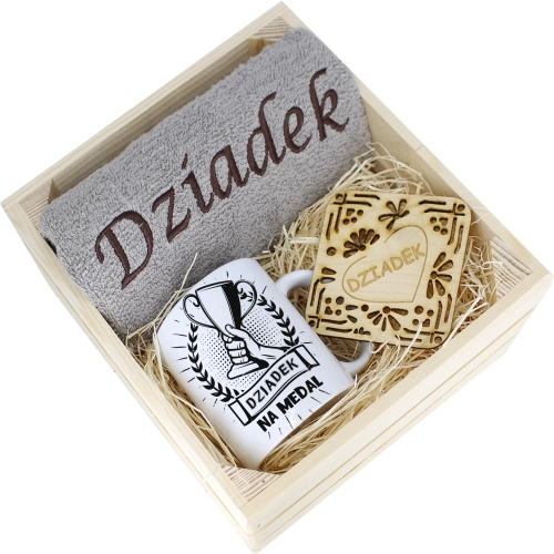 SUPER PREZENT DLA DZIADKA RĘCZNIK + KUBEK SKRZYNKA