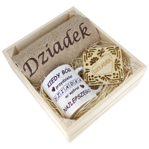 SUPER PREZENT DLA DZIADKA RĘCZNIK + KUBEK SKRZYNKA