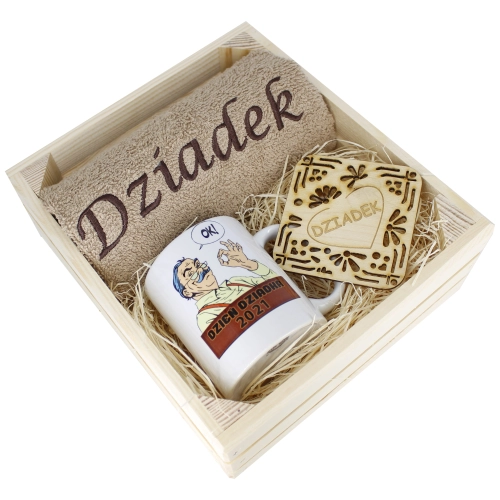 SUPER PREZENT DLA DZIADKA RĘCZNIK + KUBEK SKRZYNKA