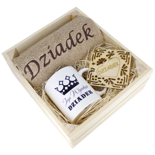 SUPER PREZENT DLA DZIADKA RĘCZNIK + KUBEK SKRZYNKA